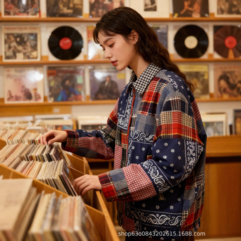 High-Quality Ralph@Ralph 25Ss Tokyo Catwalk Limited Edition Multi-Color Patchwork Zipper Jacket Cotton Jacket