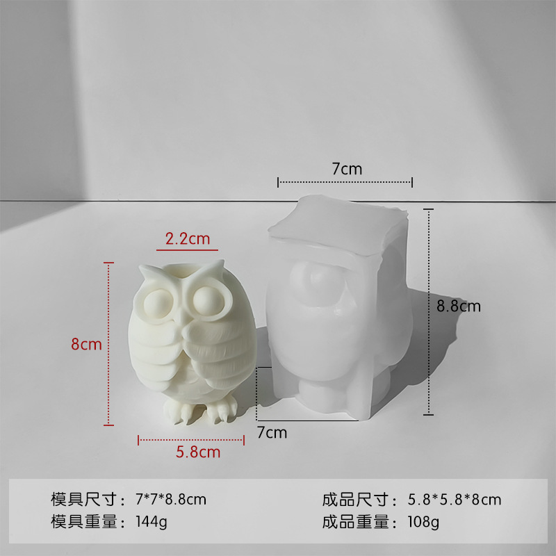 Jiahui Mei búho molde de mesa didiy yeso vela base de cemento decoración molde de mesa