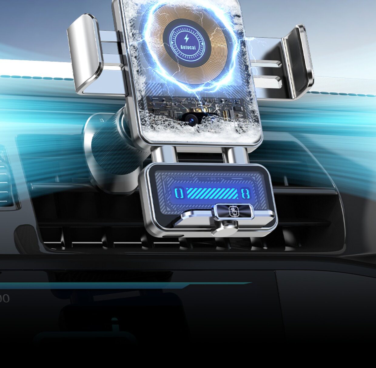 2026 New Model Car Phone Holder with Wireless Charging, 66W Fast Charging, Fully Automatic Infrared Sensing for Apple and Huawei