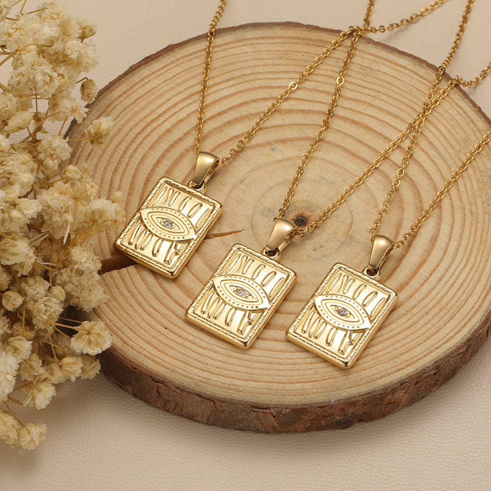 Lady Geometric Titanium Steel Diamond Pendant Necklace 1 Piece