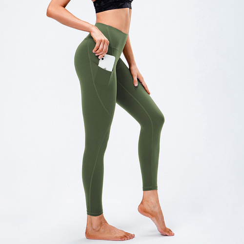 Women's autumn and winter yoga pants nylon plus velvet high elastic tight warm sports pants running training fitness pants 12365