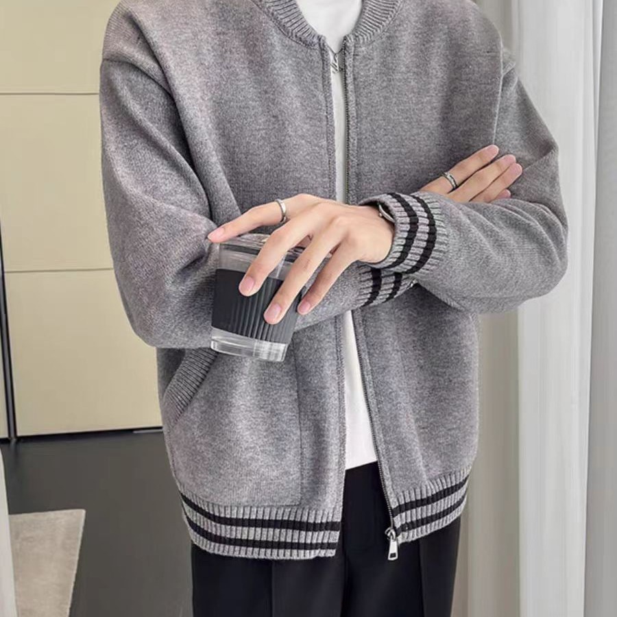 Men's autumn solid color thin cardigan