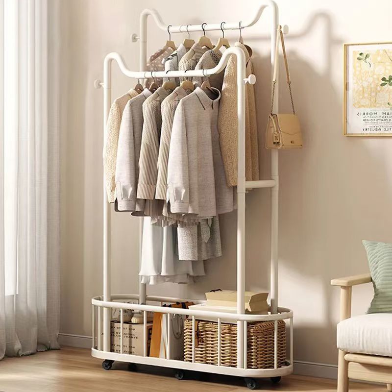 Floor-Standing Clothes Rack with Wheels for Home Use, Storage and Drying Rack, Living Room Trendy Lightweight Simple Coat Rack