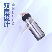 双层玻璃杯玻璃杯印制logo高硼硅透明厚底玻璃杯广告杯印字水杯