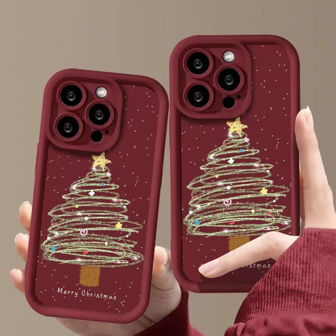 European and American Christmas Tree-Themed iPhone 17 Pro Max Phone Case, Apple 15 Shockproof, New Models for 14/13 Pro, 16E