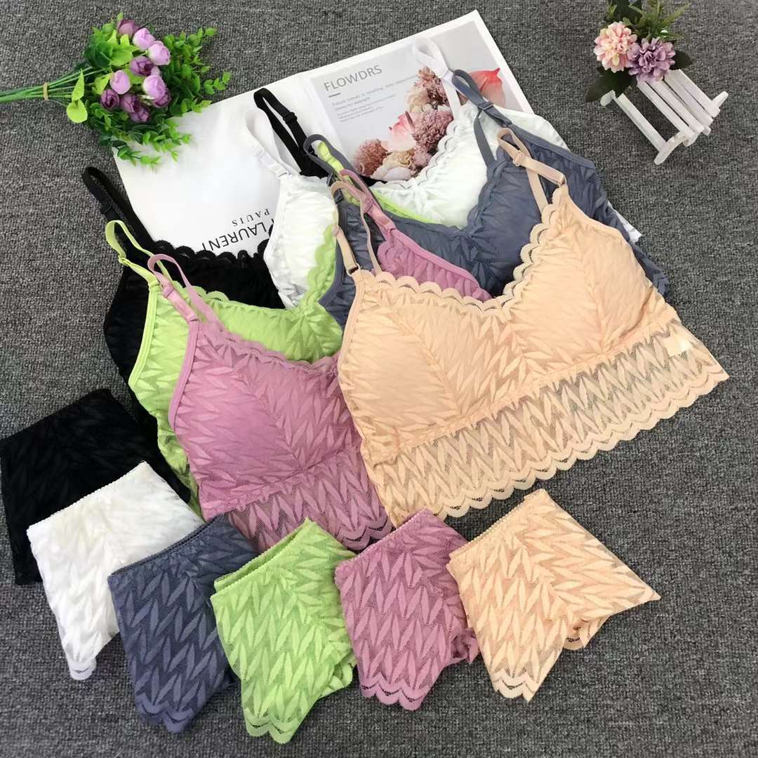 Stock de productos de cola de alta calidad encaje sujetador traje de las mujeres pequeño pecho push up sexy belleza espalda ropa interior traje lote