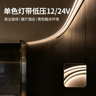 全黑柔性线性灯LED霓虹硅胶灯条可定制长度单色灯带低压12/24V