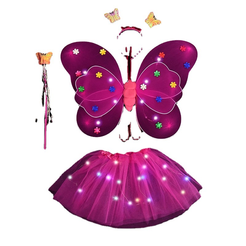 Alas de mariposa luminosas para niños apoyos de disfraces alas de Ángel luminosas 20 luces alas de mariposa conjunto de tres piezas