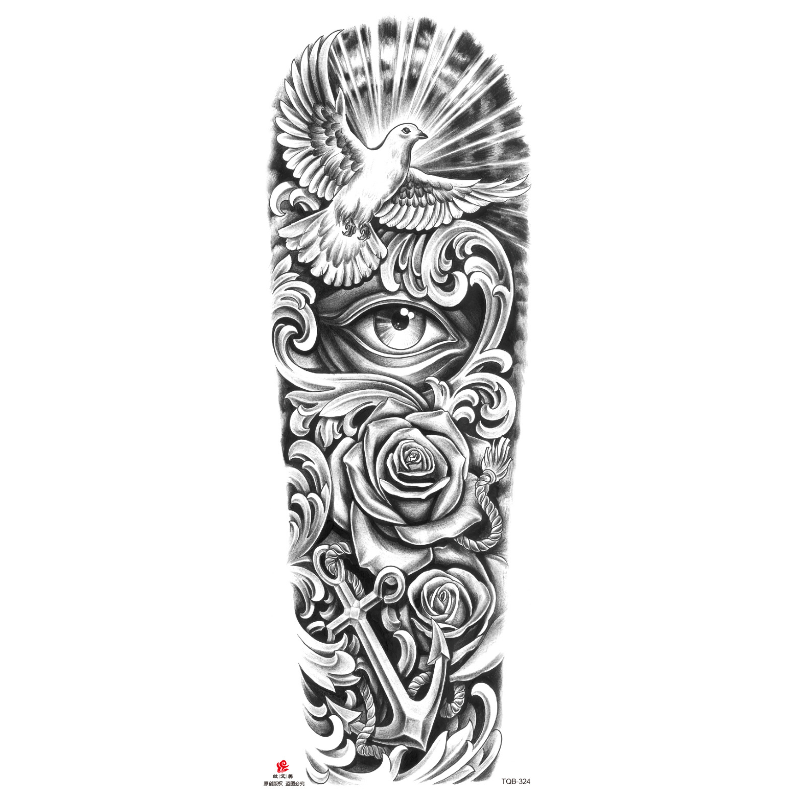 Pegatinas de tatuaje de brazo largo de flor brazo completo tatuaje impermeable tatuaje temporal en stock al por mayor pegatinas de tatuaje de brazo completo