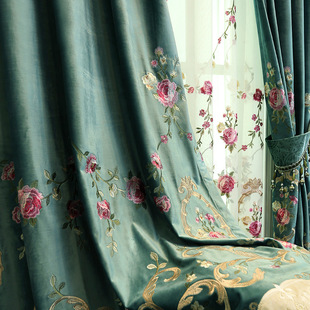 New floral European-style blackout flannel embroidered curtains living room bedroom balcony curtains finished fabric fabric wholesale