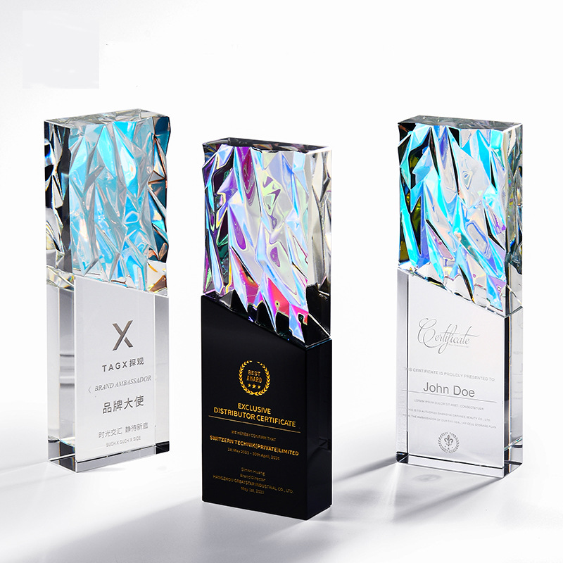 Trofeo de cristal de alta gama personalizado creativo nuevo premio anual excelente equipo de empleados proveedor medalla souvenirs