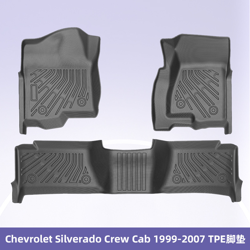 Aplicable a Chevrolet Silverado Crew Cab 1999 - 2007 TPE Foot Coasters 3D