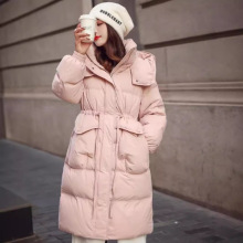 2025新款加厚羽绒服女收腰中长款过膝韩版宽松白鹅面包服冬季外套