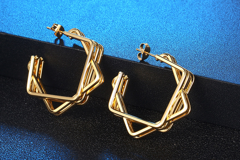 Fashion Geometric Titanium Steel Plating Ear Studs 1 Piece