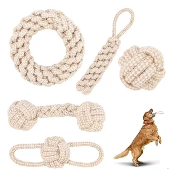 狗狗结绳玩具耐咬磨牙解闷神器幼犬中大型犬棉麻咬绳狗狗玩具解压