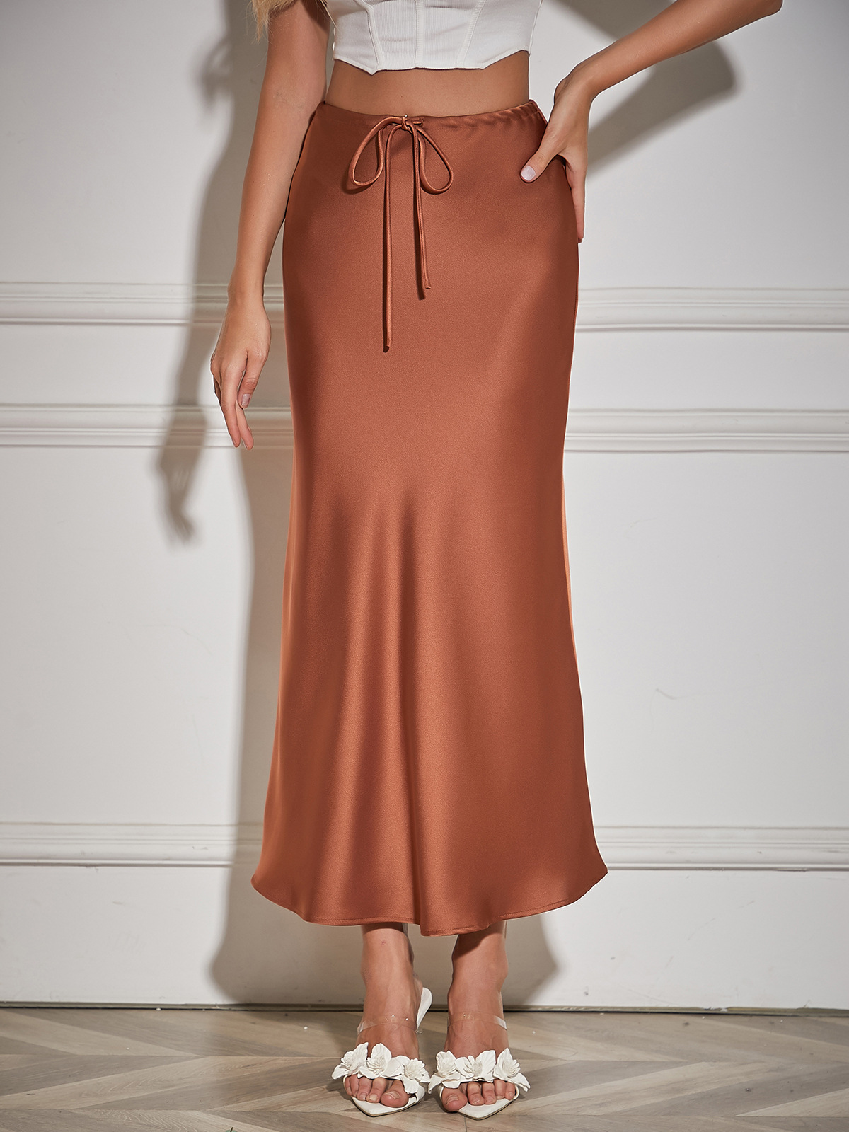 quality solid color long skirt