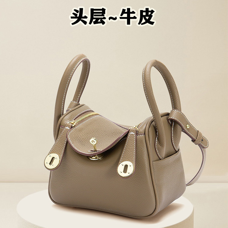 Genuine Leather Light Luxury Top-Layer Cowhide Handbag Lindy Simple Bag High-End Fashion Crossbody Doctor Mini Shoulder Bag Genuine Leather Light Luxury Top-Layer Cowhide Handbag Lindy Simple Bag High-End Fashion Crossbody Doctor Mini Shoulder Bag
