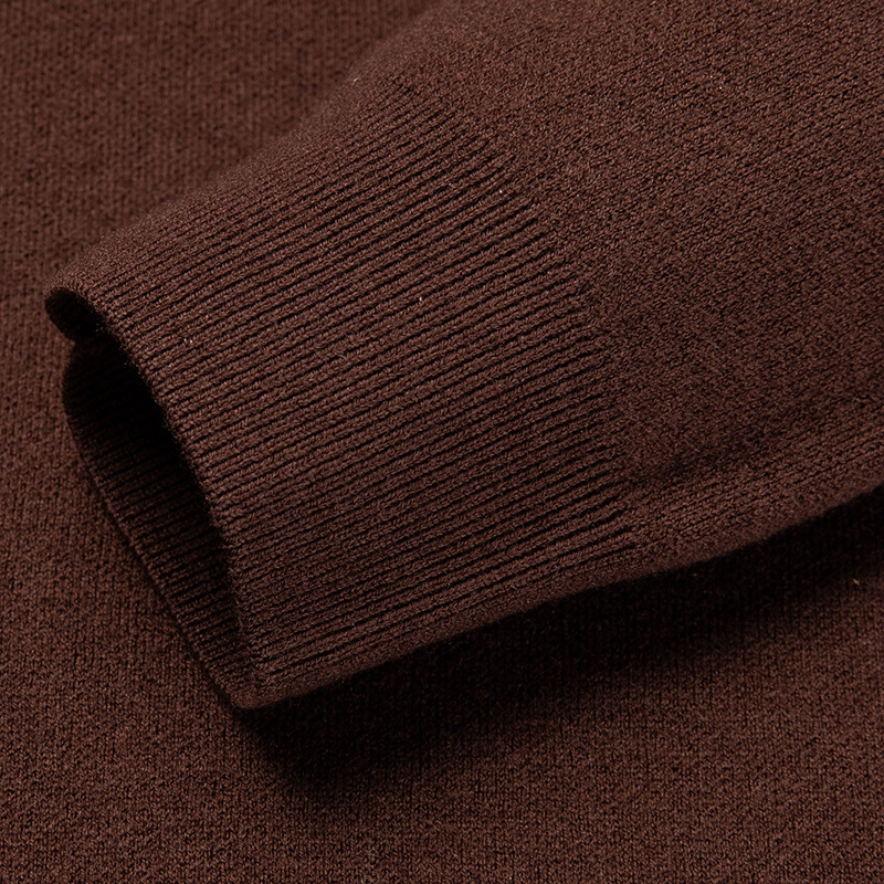 Woolen solid color keep warm sweater with zipper
