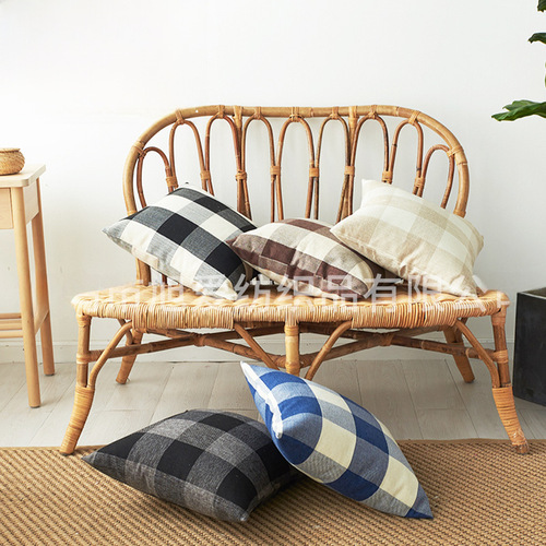 Color-woven striped polyester-linen pillowcase, multi-color and multiple specifications linen grid pillow, cross-border home sofa cushion cover
