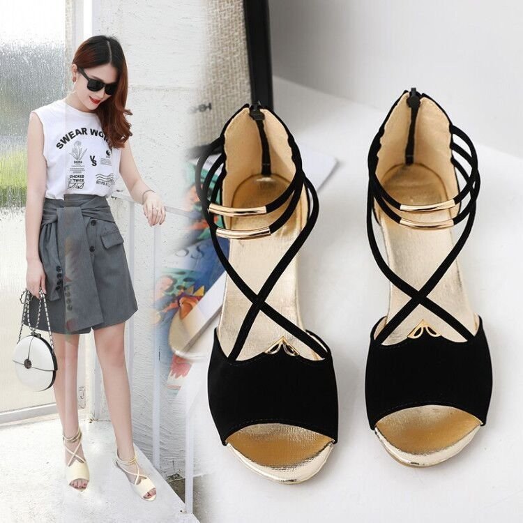 Summer casual sandals with zipper open toe