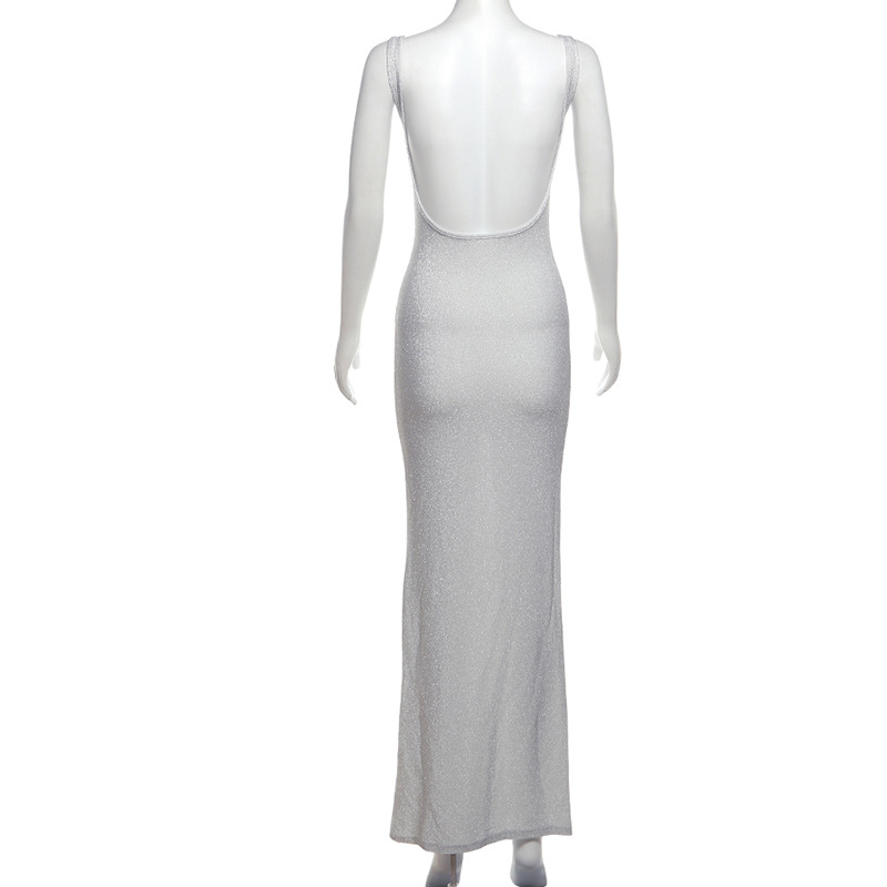 Fall Women Clothing off Neck Solid Color Sequ Sling Sexy Slim Hip Dress