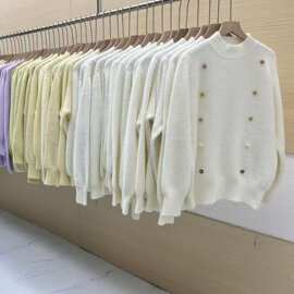 十三行新款品牌折扣毛衣宽松针织外套软糯甜美针织衫实体店货源