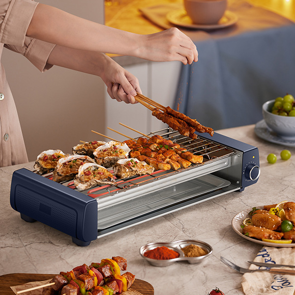 小熊烤肉锅DKL-Q21N1家用烤串机室内烤羊肉串电烤炉露营户外小型