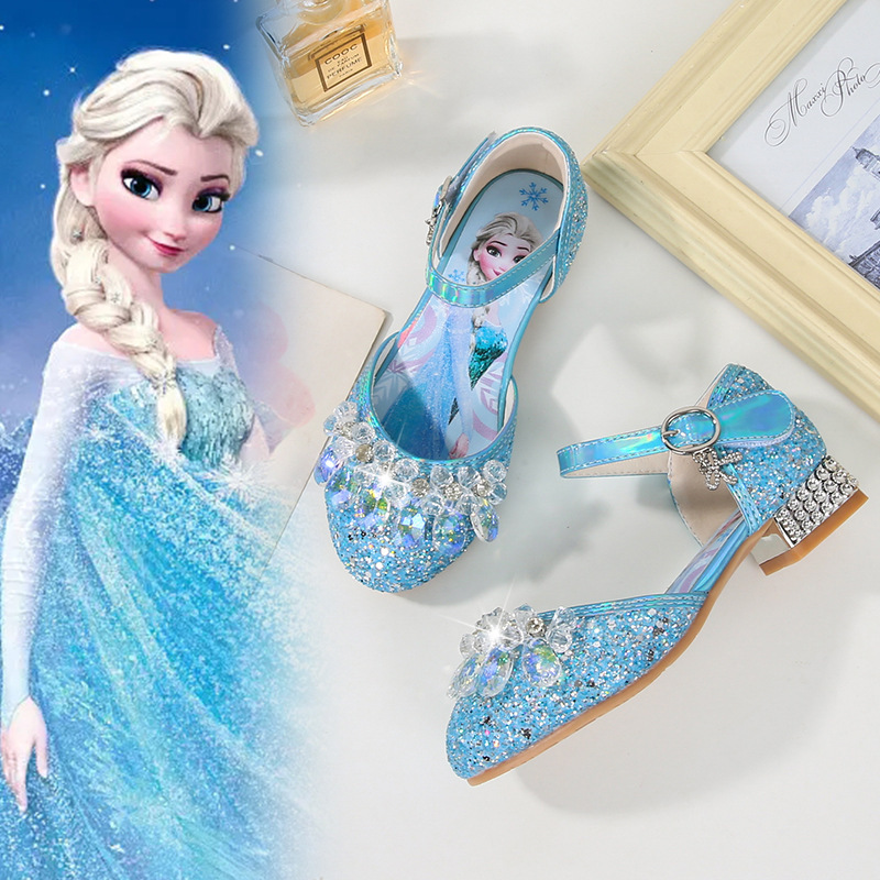 Children's High-Heeled Shoes 2026 Spring New Model Elsa Princess Crystal Shoes for Older Girls, Girls' Performance Single-Strap Shoes Children's High-Heeled Shoes 2026 Spring New Model Elsa Princess Crystal Shoes for Older Girls, Girls' Performance Single-Strap Shoes