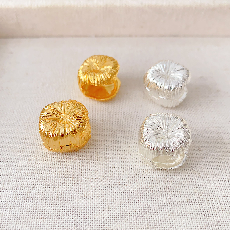 歐美新款復古雙面方形煙火拉絲紋理耳扣銅鍍真金個性小眾輕奢耳環