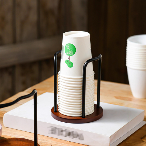 Cross-border paper cup holder disposable cup grabber desk tea table storage organizer cup coffee bamboo wood cup holder