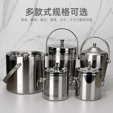 加厚不锈钢冰桶双层香槟桶红酒冰镇啤酒冰块桶KTV酒吧保温冰桶