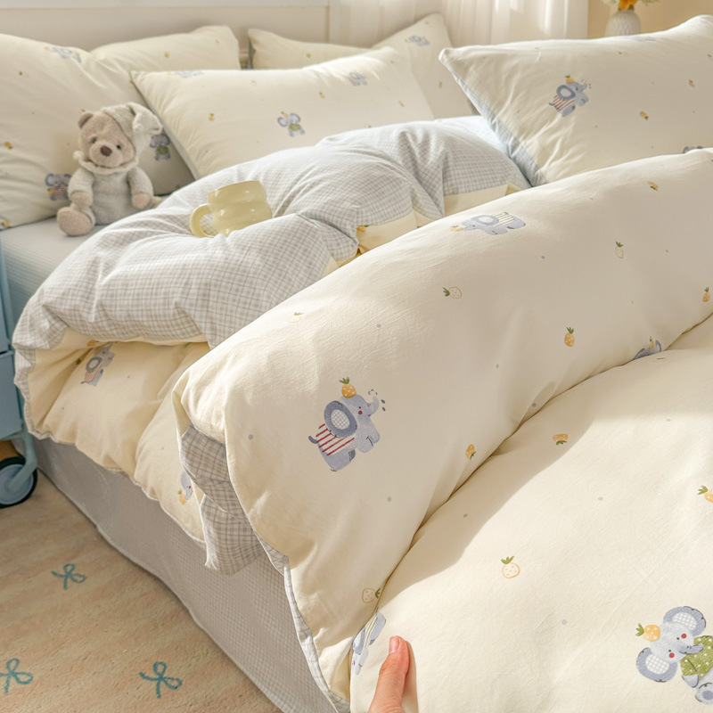 Cama de clase A ultra suave para madres y bebés con cuatro piezas de algodón puro desnudo para dormir sábanas de doble hilo cubierta dormitorio con tres y cuatro piezas