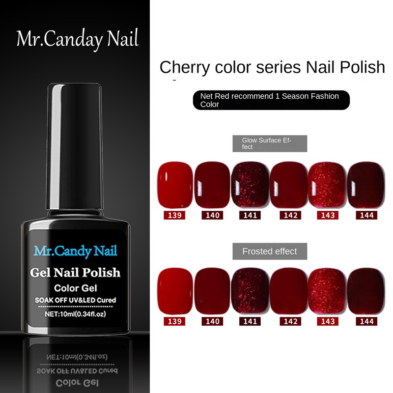 6 Colors 10ml Cherry Series Nail Polish Gel Amazon Hot Style Suitable for Uv Light Curing Nail Polish Gel Tk