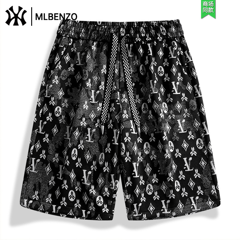 Mlb&Ny Men's New Summer Printed Five-Point Pants Trendy Brand Fashion Casual Sports Versatile Thin Beach Shorts