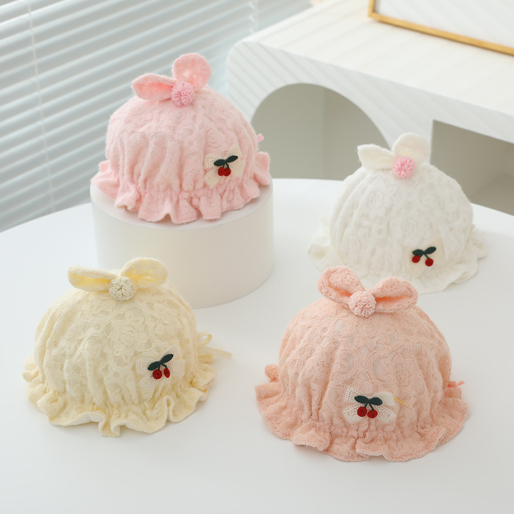 Sombreros de bebé primavera y otoño, gorras de princesa para bebés, gorras de encaje lindas para bebés, gorras de feto para bebés recién nacidos pequeños