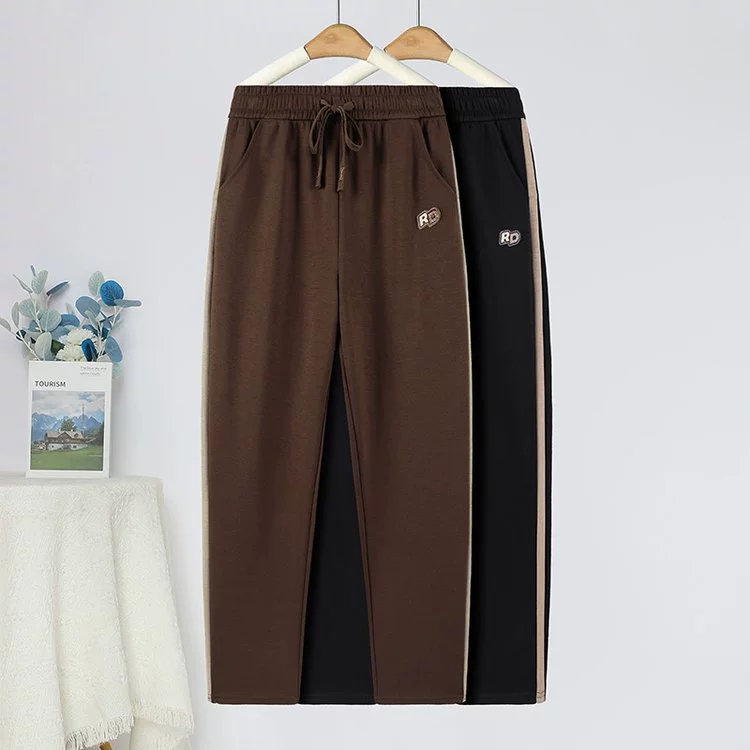 Мама среднего возраста осенние новые шаровары маленькие брюки с обкрашками тонкая и высокая талия повседневные спортивные штаны