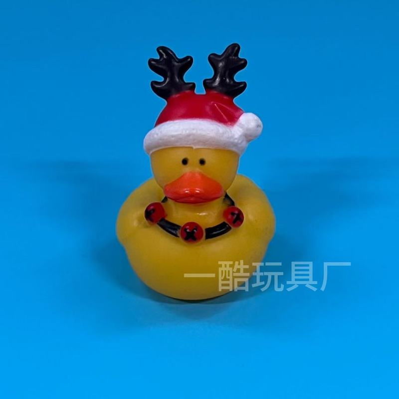 亚马逊搪胶圣诞鸭子吱吱叫造型鸭节日鸭浮水洗澡玩具鸭派对装饰摆|undefined
