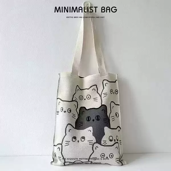 Tote Bag, Gift Companion, Versatile Backpack, New Cute Cartoon Knitted Bag, 2026 New Year Shoulder Bag, Large Capacity