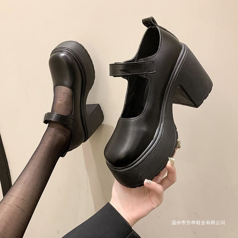 JK high-heeled shoes, British leather shoes, 2026 new model, thick-soled, height-increasing, retro French Mary Jane shoes, large size, winter JK high-heeled shoes, British leather shoes, 2026 new model, thick-soled, height-increasing, retro French Mary Jane shoes, large size, winter