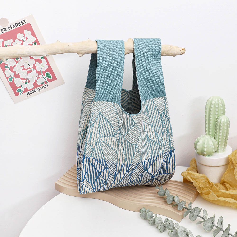 Nuevo bolso de punto para teléfono para mujer, bolso tejido suave en colores dopamina, bolso de mano con forma de corazón en estilo coreano con bloques de color.