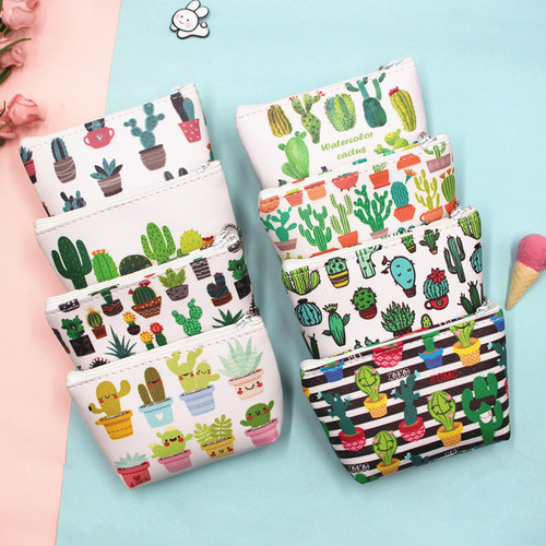 Cross-border cactus storage PU coin purse creative cartoon fashion small bag headphone key coin women's wallet