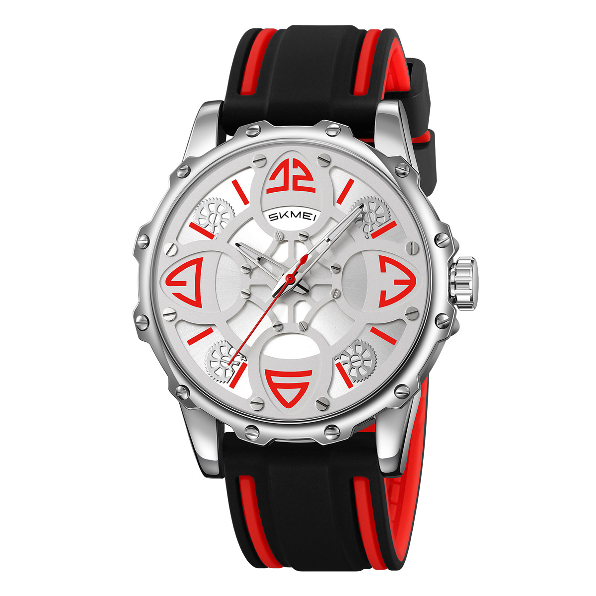 Momento transfronterizo de venta caliente hombre reloj de pulsera de engranajes de silicona correa de cuarzo impermeable fuente de fábrica mayorista