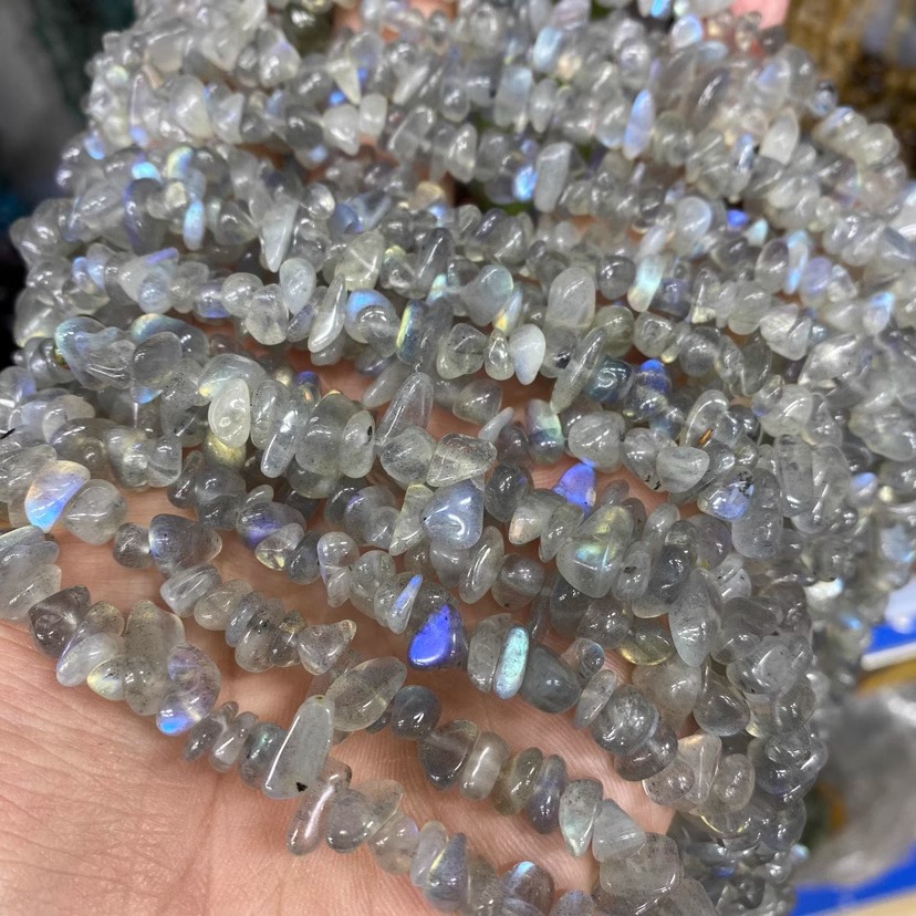 천연 회색 달빛 자갈 긴 끈 자갈 5-7mm 길이 약 85cm