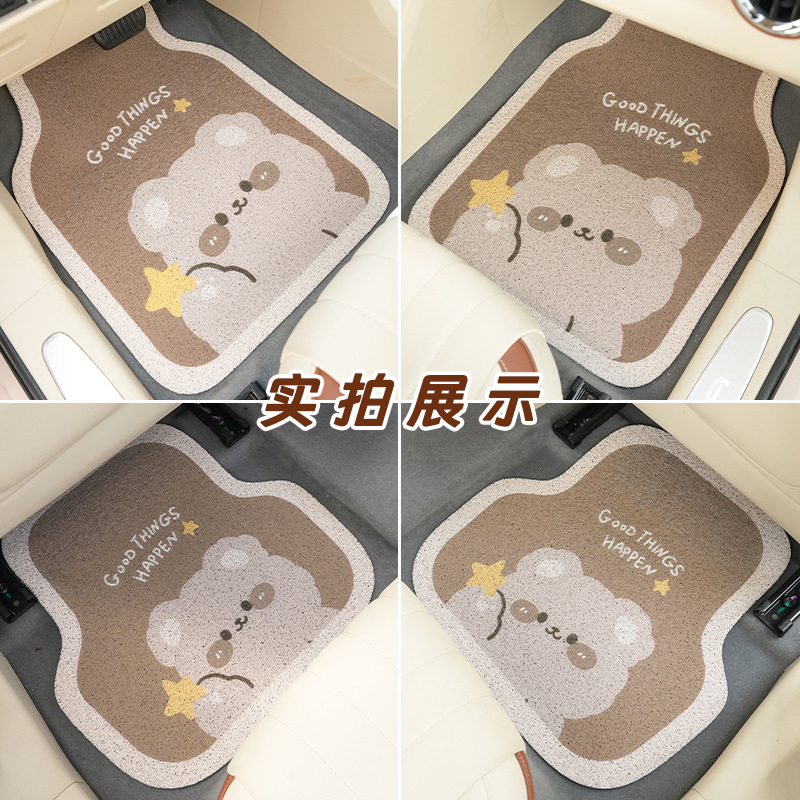 LY可爱棕熊丝圈脚垫汽车脚垫加厚可裁剪专车专用定作车用喷丝地垫