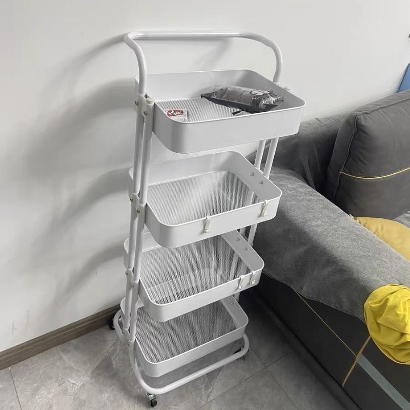 Lasker Estante de almacenamiento de cocina de acero al carbono Baño de baño Estante de bocadillos Carrito simple multicapa móvil