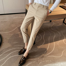 2025春夏新款男士休闲九分新款韩版修身男生垂感纯色免烫男生西裤