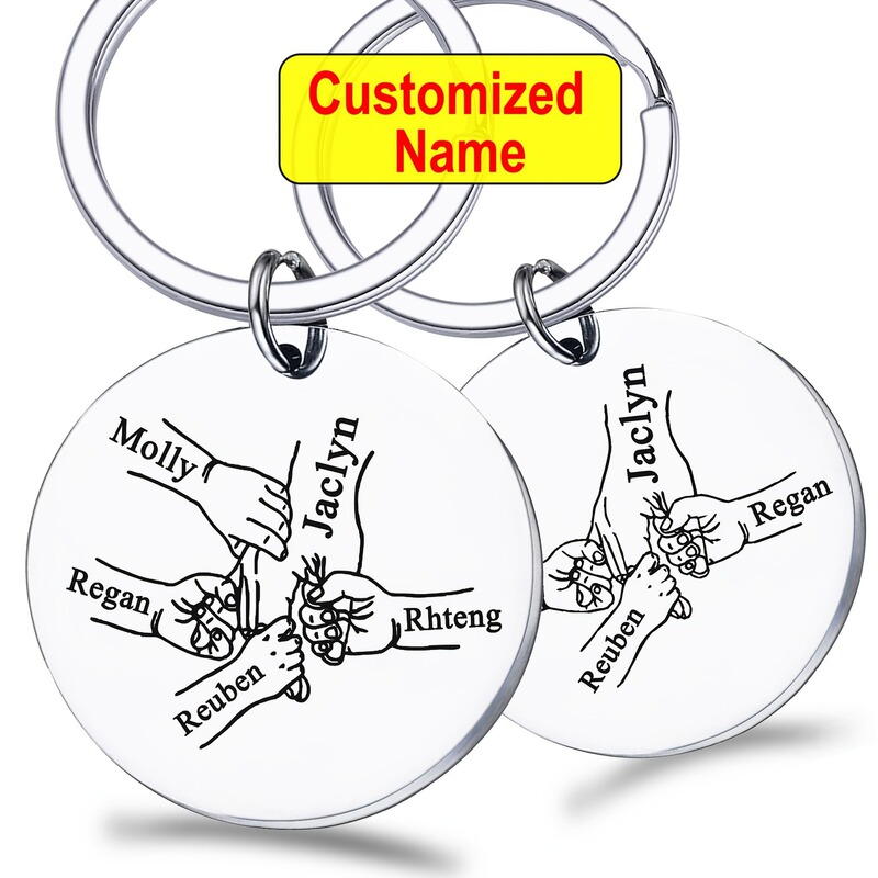 European and American Cross-border Foreign Trade Amazon Stainless Steel Keychain Pendant Father's Day Christmas Gift Engraving Metal Jewelry