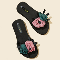 女士厚底一字拖鞋簡約女涼拖鞋淑方扣蝴蝶結一件代發海邊沙灘拖鞋