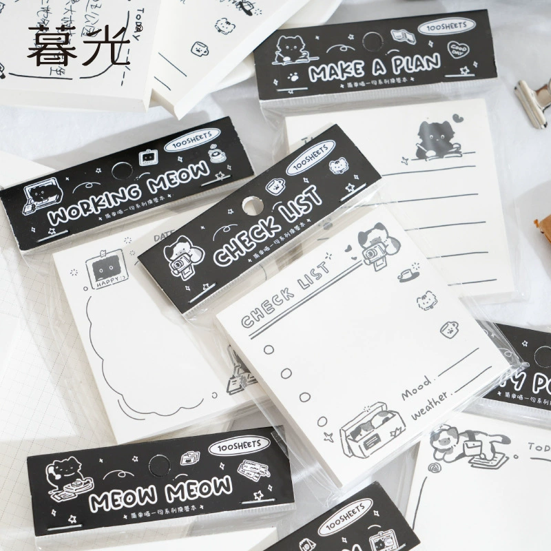 Сумеречный простой мяу серии заметок милый кот легко рвать мультфильм Современная черно-белая книга 6 моделей