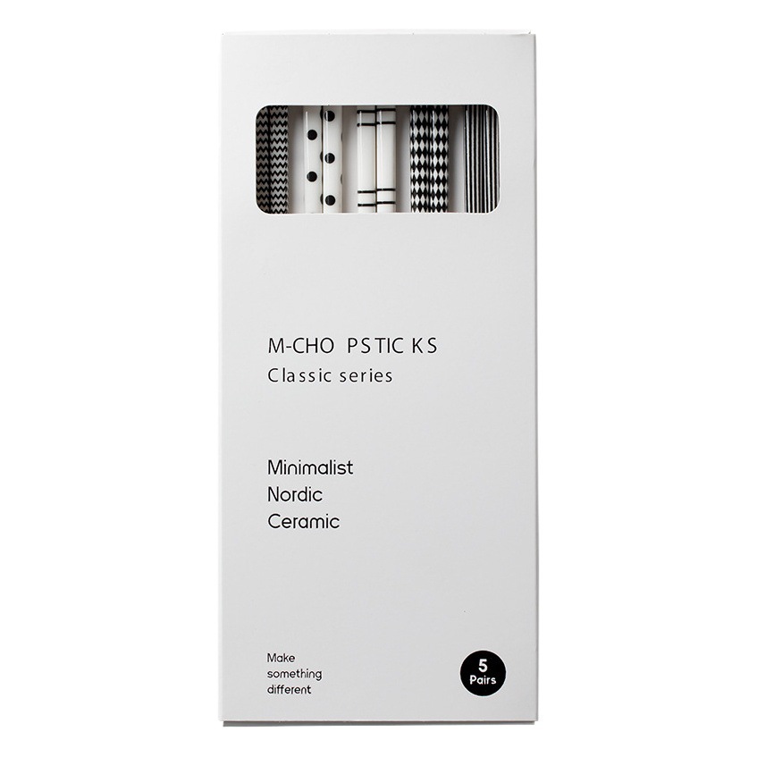 Shangen hogar palillos de cerámica cinco pares anti-moho nueva caja de regalo de porcelana traje palillos de una persona marfil blanco